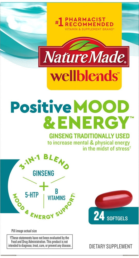 Nature Made Wellblends Positive Mood & Energy 24 Softgels