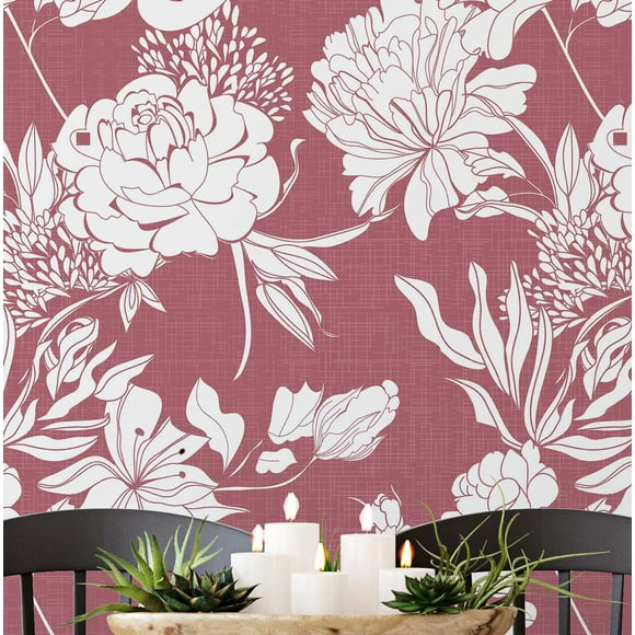 S4Sassy Peel & Stick Vinyl Wallpaper, Bold Monochrome Bloom Wallpaper Contact Paper Waterproof - Brown, 25"X 240", Removable Wall Covering For Home Decor In Bedrooms, Renter Spaces, Cabinets