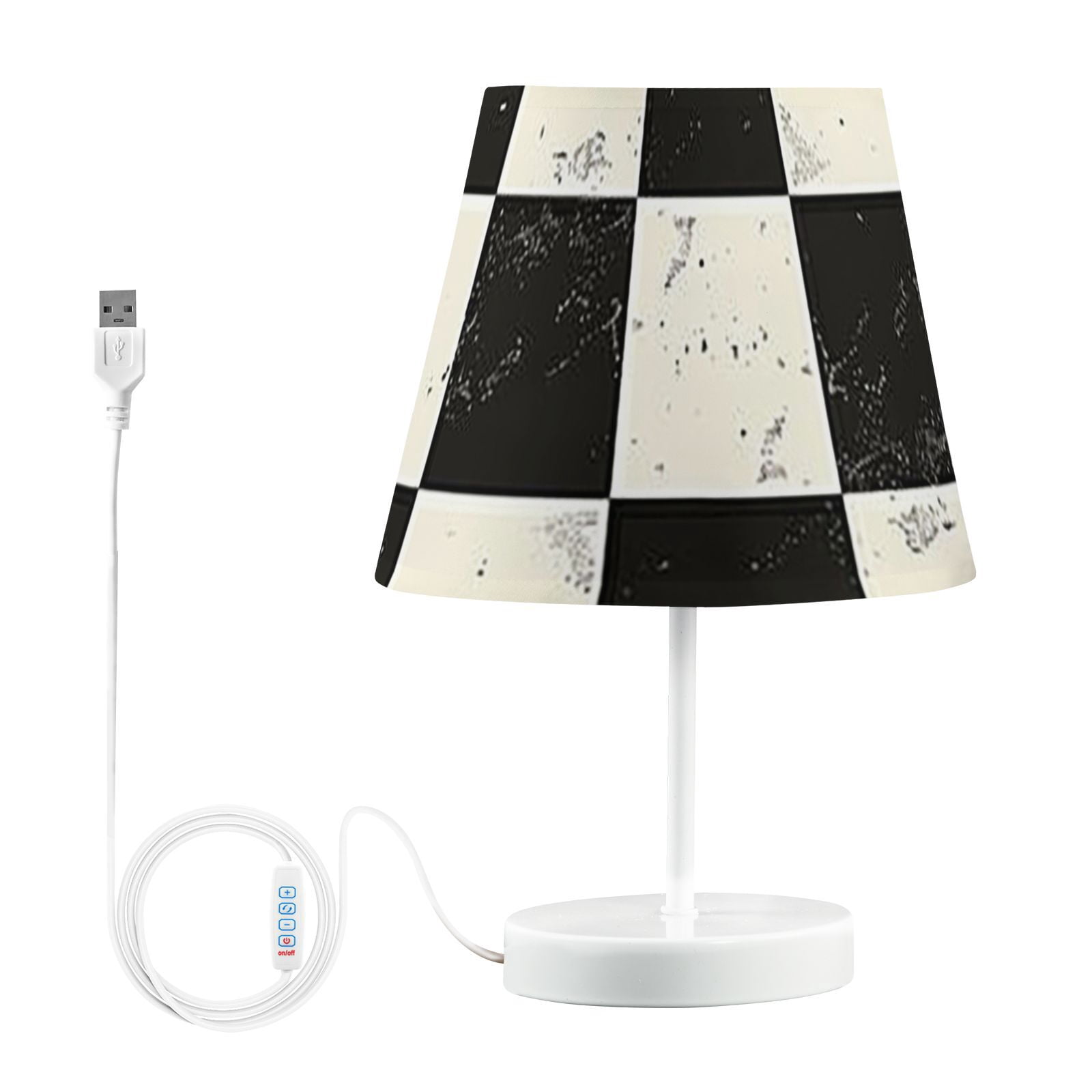 Checkerboard Pattern Desk Lamp 3 Color Modes LED Table Lamp Nightstand Reading Light for Bedroom Living Room