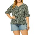 thumbnail image 6 of Agnes Orinda Women's Plus Size Ruffle V Neck Smocked Sleeves Top Blouse, 6 of 8