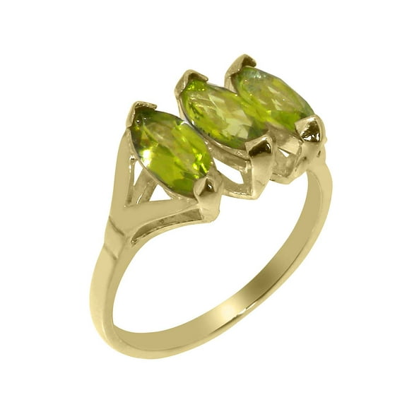 LBG British Made 18k Yellow Gold Natural Peridot Womens Anniversary Ring - 33 size options - Size 10