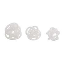 5", 4", 4"W White Glass Handmade Iridescent Knotted Ball Abstract Sculpture, by DecMode (3 Count)