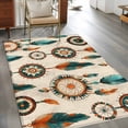 thumbnail image 3 of 3'x5' Area Rugs, Geometric Feathers Indoor Outdoor Area Rug for Living Room Bedroom, Boho Ethnic Retro Country Motifs Washable Bathroom Rugs Kitchen Floor Carpet Mats Home Decor Aesthetic, 3 of 8