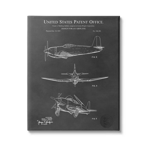 Stupell Industries Intricate Patent Blueprint Chart Graphic Art Gallery Wrapped Canvas Print Wall Art, Design by Karl Hronek