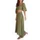 thumbnail image 2 of VISgogo Falda larga ahumada para mujer, falda con abertura de color sólido de cintura alta informal de verano para adultos VISgogo moda, 2 of 6