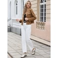 thumbnail image 4 of DARING DIVA Women's Faux Suede Long Sleeve Snap Button Collarless Jacket XL Brown, 4 of 6