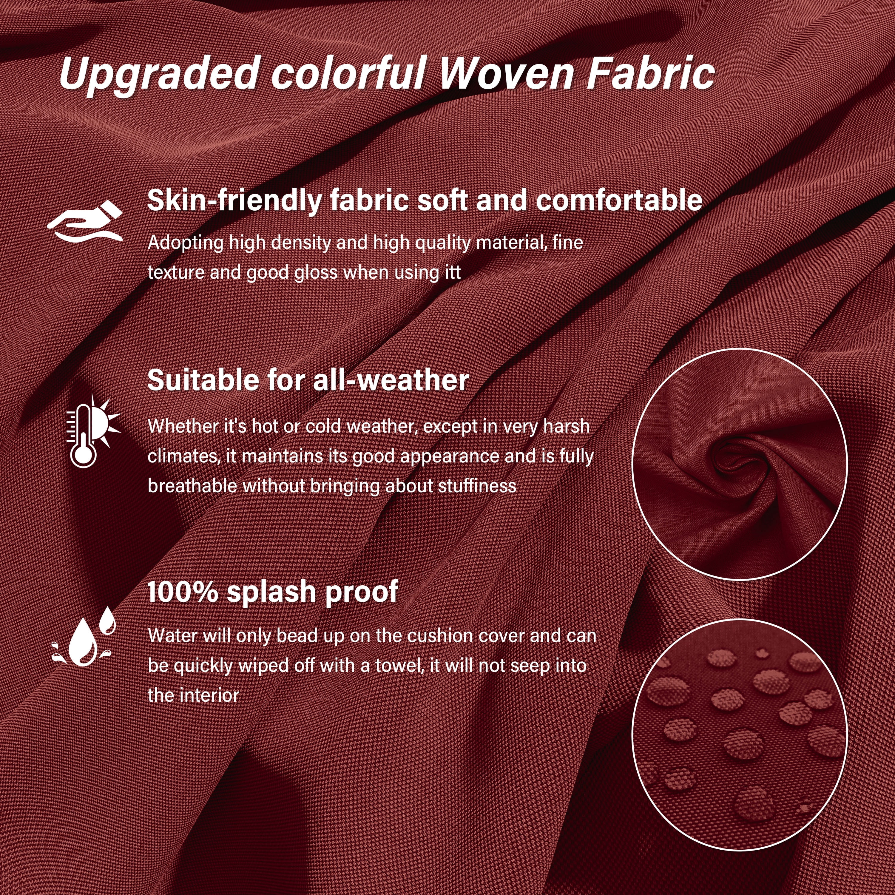 Pakunoda 14 Pcs Patio Outdoor Cushion Covers Replacement Slipcovers with Zipper Non-Slip for Garden Furniture Sofa Chair 3 Size Protector, Cover Only, Burgundy
