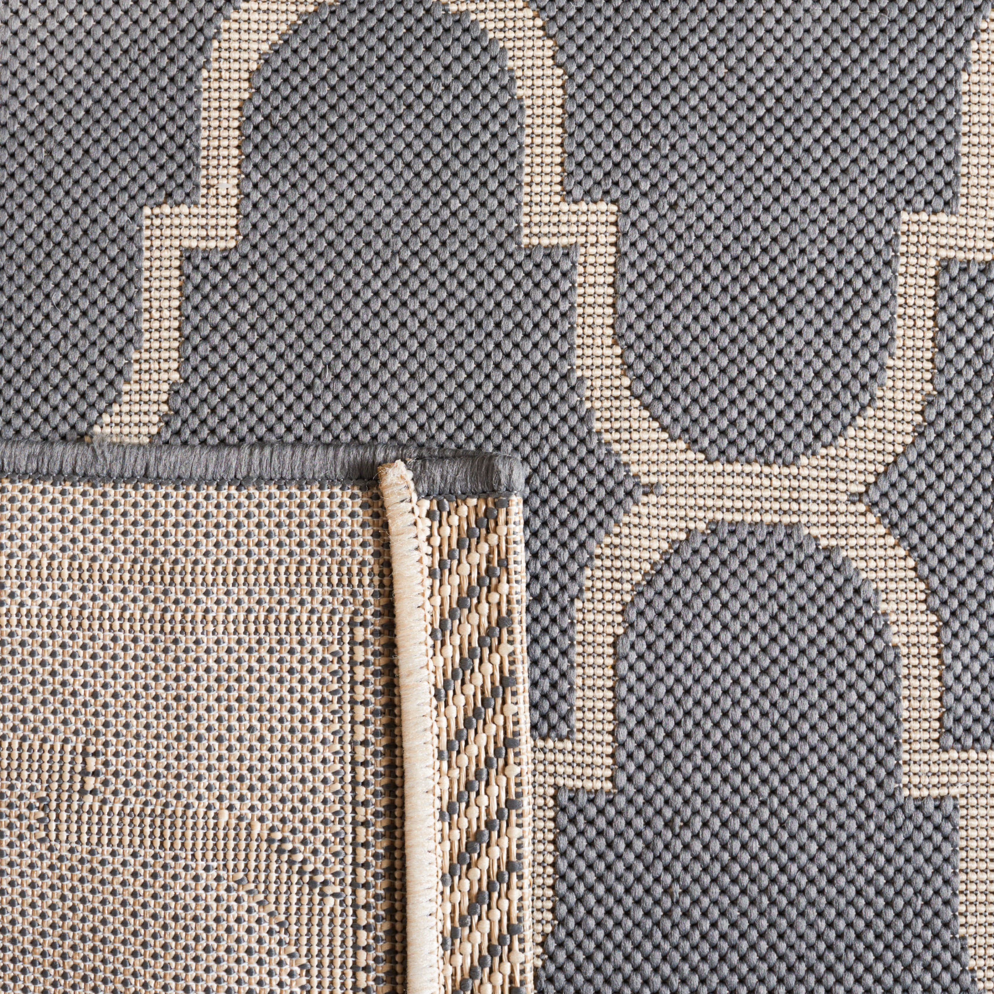 SAFAVIEH Courtyard Eustacia Geometric Trellis Indoor/Outdoor Area Rug Anthracite/Beige, 6'7" x 9'6"