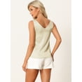 thumbnail image 3 of DARING DIVA Women's Satin Tank Top Silky Basic V Neck Sleeveless Blouse XS Beige, 3 of 6