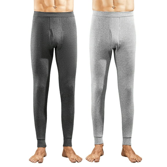 Taqqpue 2 Pack Long Johns for Men,Casual Solid Color Thermal Long Underwear Mens Leggings Thermal Pants Men Cold Weather Bottoms