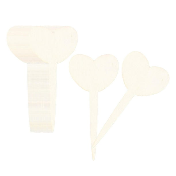 50 etiquetas de madera en forma de T para semillas de plantas de vivero, etiquetas para macetas Corazón