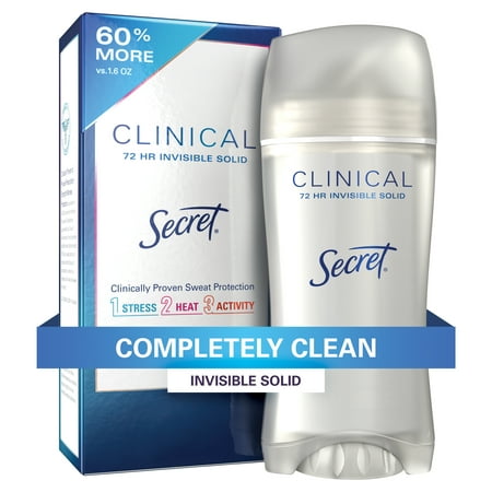 Secret Clinical Strength Invisible Solid Antiperspirant and Deodorant, Completely Clean, 2.6 oz