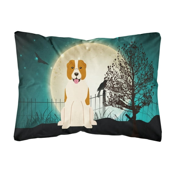 Carolines Treasures BB2239PW1216 Halloween Scary Central Asian Shepherd Dog Canvas Fabric Decorative Pillow, 12H x16W,
