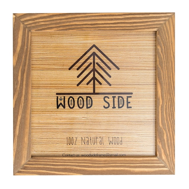 Rustic Wooden Square Picture Frame 12x12 Inch - 100% Natural Solid Eco Distressed Wood for Wall Mounting Photo Frame - Walnut
