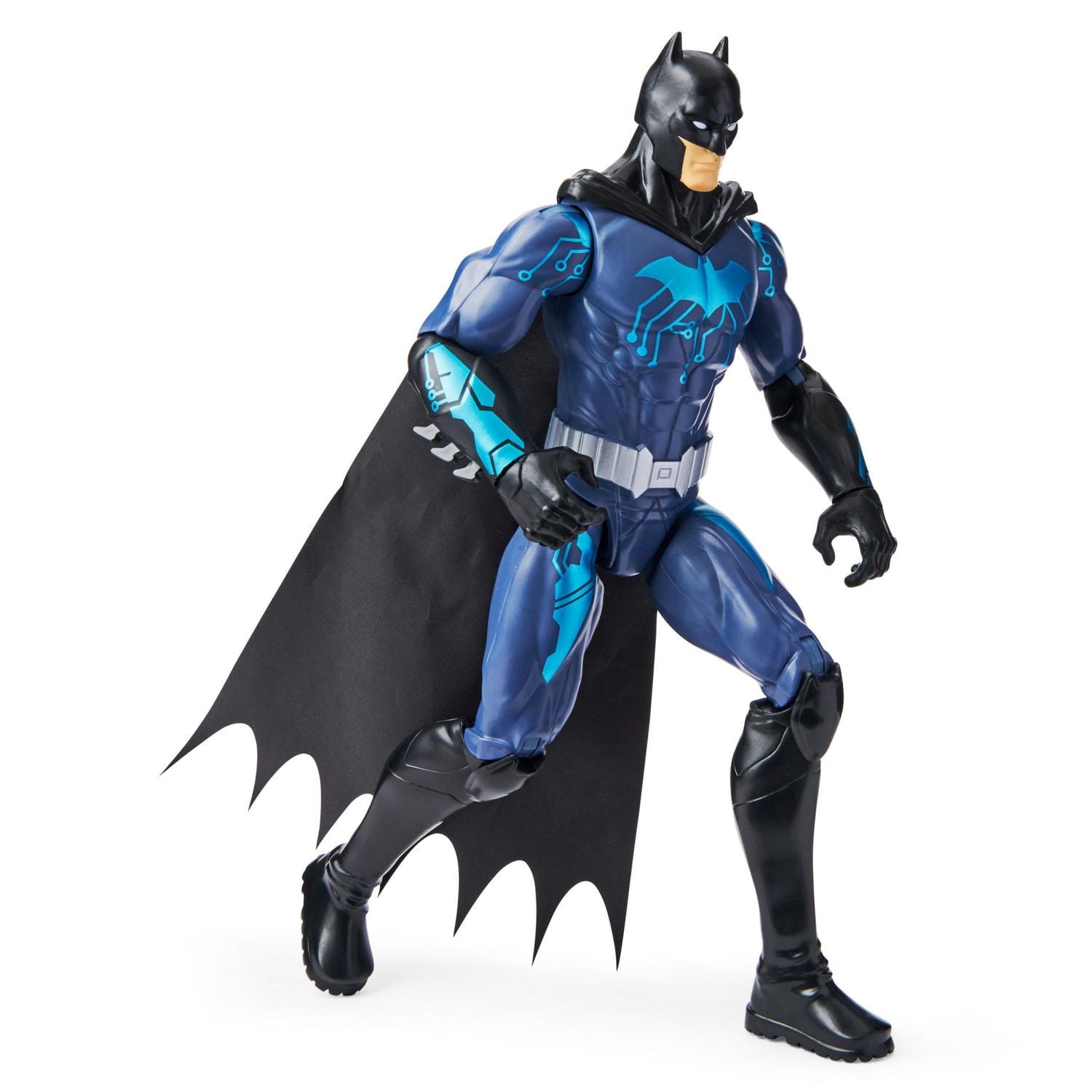 Batman, Figurine articulée Bat-Tech Batman de 30,5 cm (costume noir/bleu), pour les garçons à partir de 3 ans