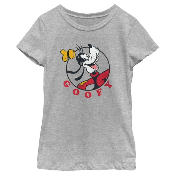 Girl's Mickey & Friends Goofy Circle Portrait Graphic Tee Athletic Heather Large