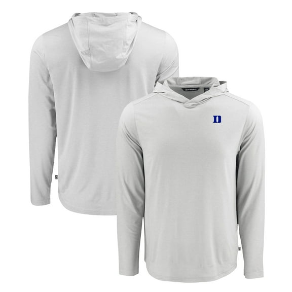 Men's Cutter & Buck Gray Duke Blue Devils Coastline Epic Comfort Eco Recycled Long Sleeve Hoodie T-Shirt