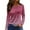Hot Pink, variant on WTOBBY Women's Fashion Casual Round Neck Printed Long Sleeve T-Shirt, Side Slit Hem Loose Fit Top, Breathable Cotton Blend for Everyday Street Style,Blue L