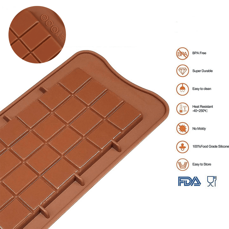3pcs Silicone Chocolate Candy Molds Waffle 24 grids BPA Free, Reusable 100%  Silicon & Dishwasher Safe Silicon Candy Molds 