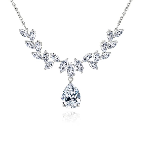 PAENENPH Women's 14K Gold & Natural Crystal Pendant Necklace, Dainty Branch Shaped Water Drop Design, Stylish Choker, Ideal Jewelry Gift for Her