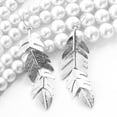 thumbnail image 2 of Floating Feathers Dangle Earrings - Long Hanging Metal Link Leaf Drops by Humble Chic NY, Silver-Tone, 2 of 6