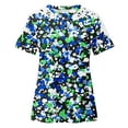 thumbnail image 7 of Daisy Printed Tops for Womens Scooped Neck Tee Short Sleeve Tops Hollow Out Loungewear Loose Fitted Tunic Blouses Baggy Boho Dressy Shirts Beach Holiday T-Shirts Blouses, 7 of 7