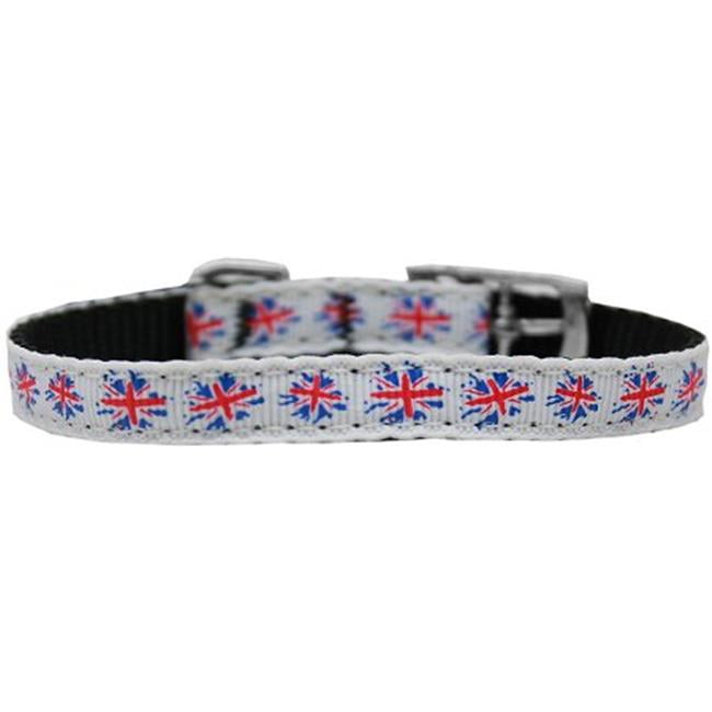 Graffiti Union Jack UK Flag Nylon Dog Collar with Classic Buckle 0.37