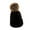 Black, variant on Women Winter Solid Color Pompom Knitted Beanie Hat Thick Warm Stretch Ski Cap