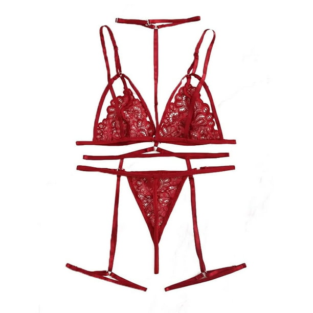 HWRETIE Womens Bras Plus Size Clearance Savings Lingerie Set Sexy Bra and  Panties Summer Sthin Lingerie Set Rollbacks Red 2XL 