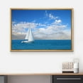 thumbnail image 3 of Framed Canvas Prints Wall Art - Beautiful Seascape White Sail Boat on The Blue Calm Sea | Modern Wall Decor Decoration Stretched Gallery Canvas Wrap Giclee Print &amp; Ready to Hang - 16"x24&quo, 3 of 5