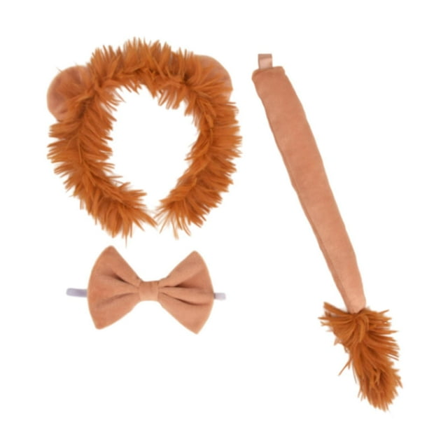 Conjunto de disfraz de león para niños, diadema con cola, accesorios para el cabello, vestido elegante para niños Estilo A