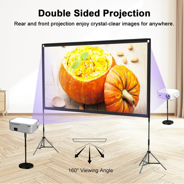 Projector Screen With Stand 100 Inch HD 4K Indoor Outdoor