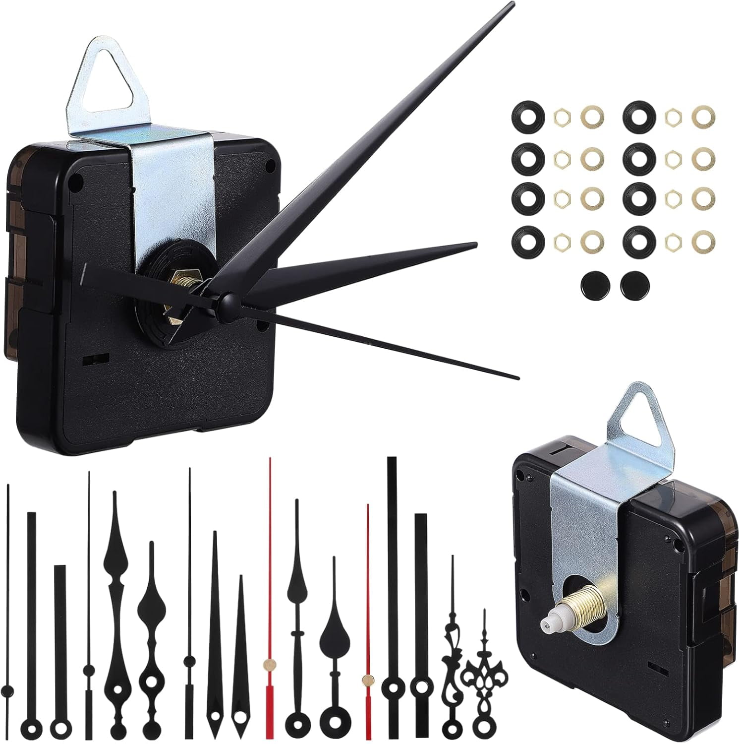 Autpvcol 8 pack Quartz Movement, Non-Ticking, Quiet Movement with 8 Clock Hands, Set for Watch Repair, 13 mm + 18 mm DIY Replacement (Clock not included)
