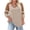 Khaki, variant on Qiopertar Plus Size Color Block V-Neck 3/4 Sleeve Tops for Women Loose Casual Fashion T-Shirts Relaxed Oversized Tees, Brown 3XL