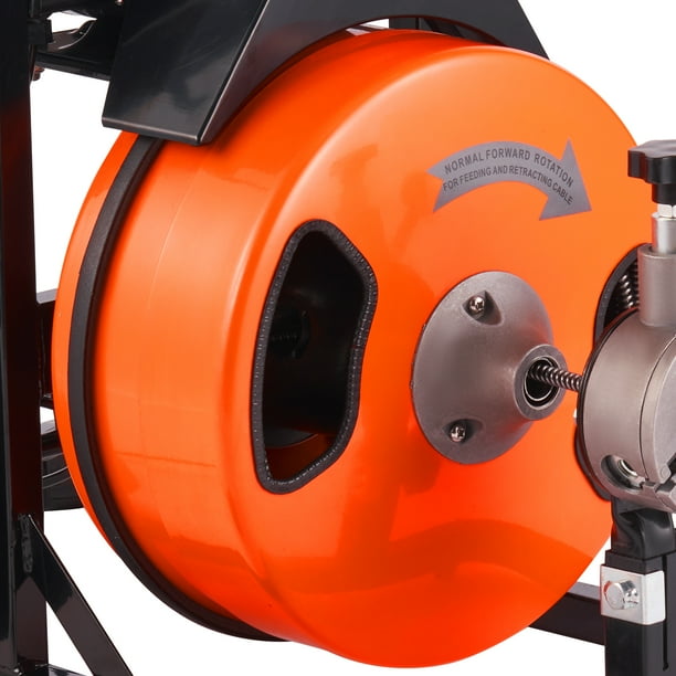 VEVOR Máquina de limpieza de drenaje de 50 pies x 3/8 pulgadas, máquina de serpiente, alimentación automática, limpiador de barrena de drenaje con 4 cortadores e interruptor