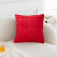 thumbnail image 3 of Red Couch Throw Pillow Covers,Cushion Pillow Case,18x18 Inch Line Stripes Pattern Brush Cloth Pillow Covers for Sofa Living Room Velvet Pillow Cases, 3 of 4