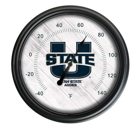 NCAA Utah State Aggies 14 in. Dia. Indoor & Outdoor LED Thermometer, Black