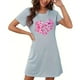 thumbnail image 4 of Camisón corto de talla grande para mujer, camisón de manga corta con estampado de pecho a la moda, camisón para mujer, 4 of 5