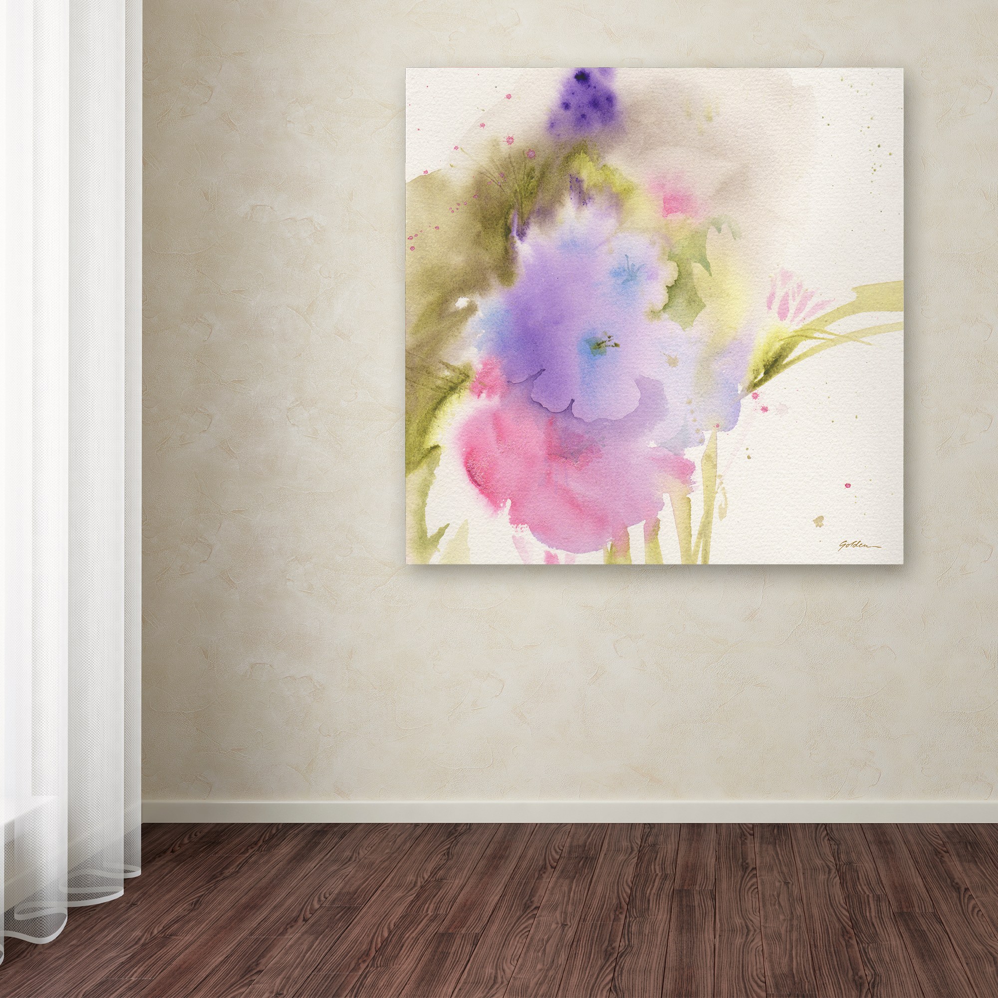 Trademark Fine Art Sheila Golden 'Purple Blooming' 18" x 18" Canvas Stretched Art Print (190836241026)