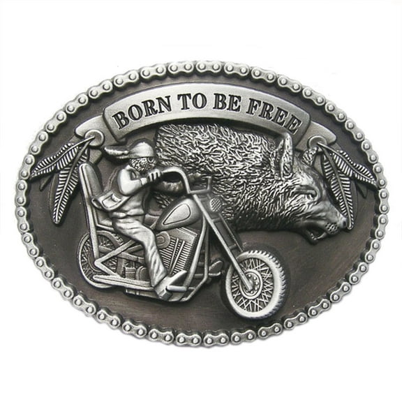 Antique Silver Wolf Western Oval Belt Buckle Gurtelschnalle Boucle de ceinture