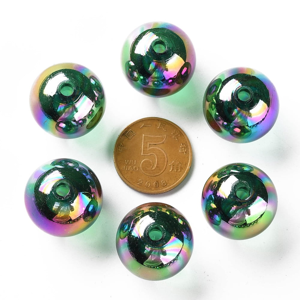 Transparent Acrylic Beads AB Color Plated Round Green 20x19mm Hole: 3mm 111pcs/500g diy