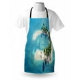 thumbnail image 3 of Island Apron Picture of Atoll Ring Shaped Island Covered with Palm Trees in Middle of Ocean, Unisex Kitchen Bib Apron with Adjustable Neck for Cooking Baking Gardening, Blue Ivory Green, by Ambesonne, 3 of 3