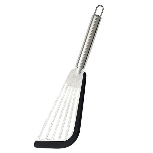 Fish Spatula Slotted Fish Turner Spatula Silicone Fish Spatulas for Nonstick Cookware Black