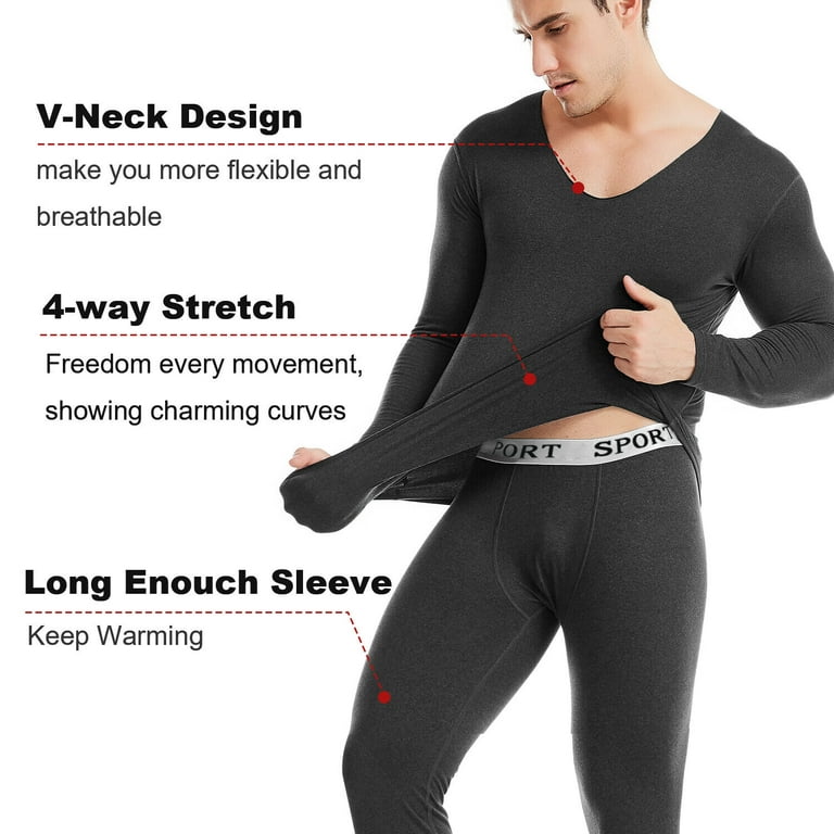 Men's 2 Piece Long Thermal Underwear Set, Cold Weather Base Layer