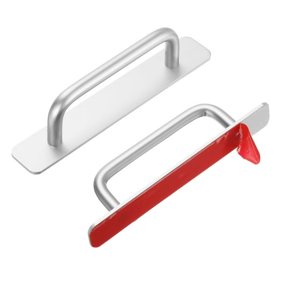 Uxcell 2pcs Adhesive Cabinet Handle 5.8" Drawer Handles Pulls for Closet Door, Silver Tone