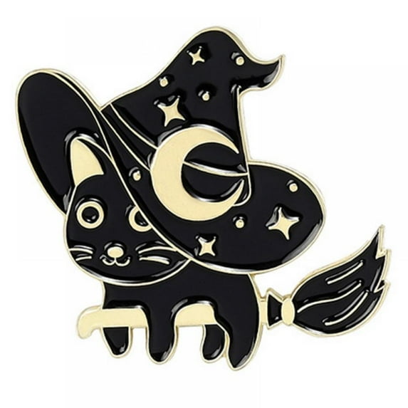 Halloween Black Cat Brooch Relief Enamel Brooch Magic Cat Witch Hat Alloy Brooch Clothing Accessories