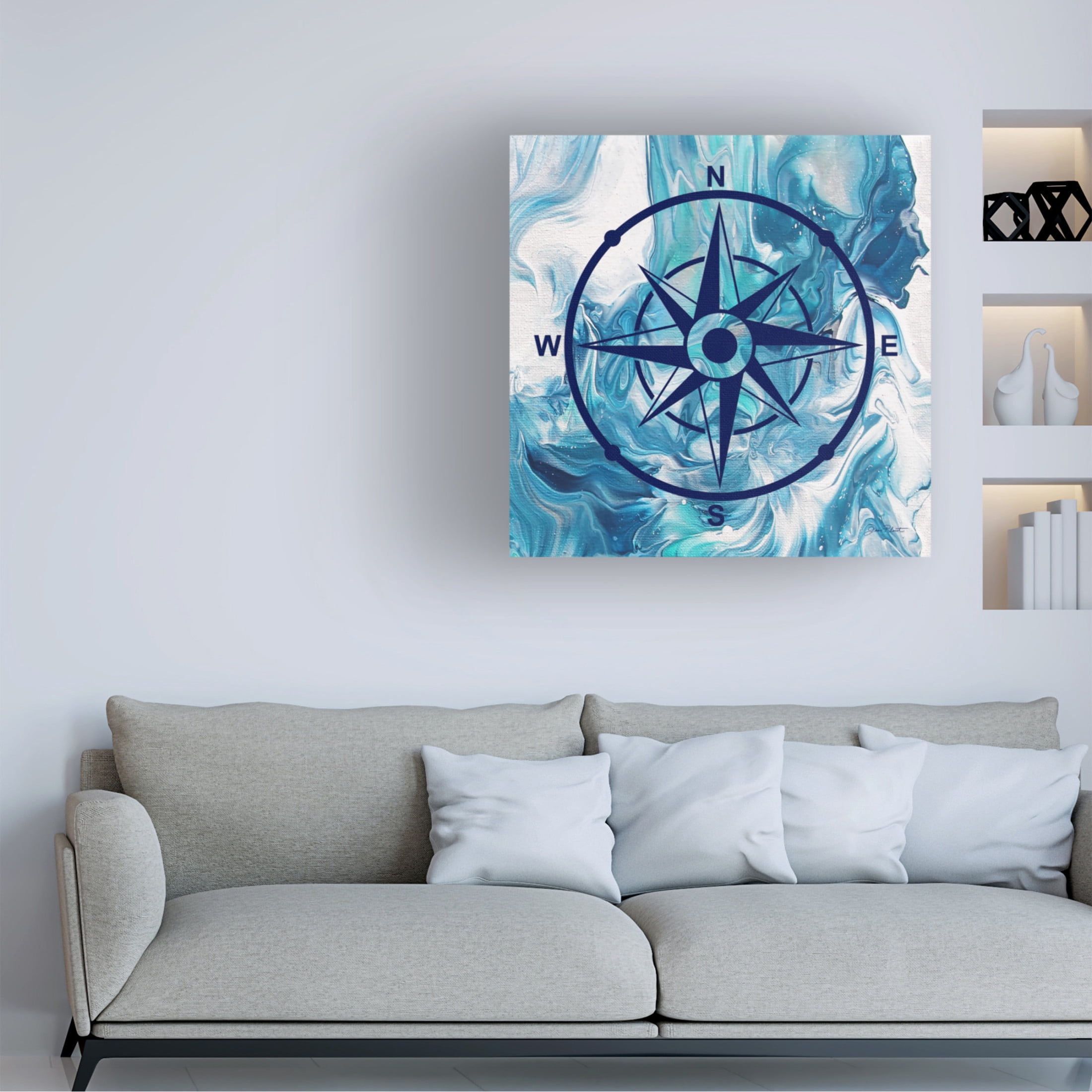 Canvas Wall Art - Jean Plout 'Abstract Ocean B' Wall Art for Living Room, Bedroom, or Office Décor by Trademark Fine Art - 24 x 24 Inches