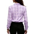 thumbnail image 5 of Women Lapel Button Long Sleeve Plaid Shirt Top, 5 of 5