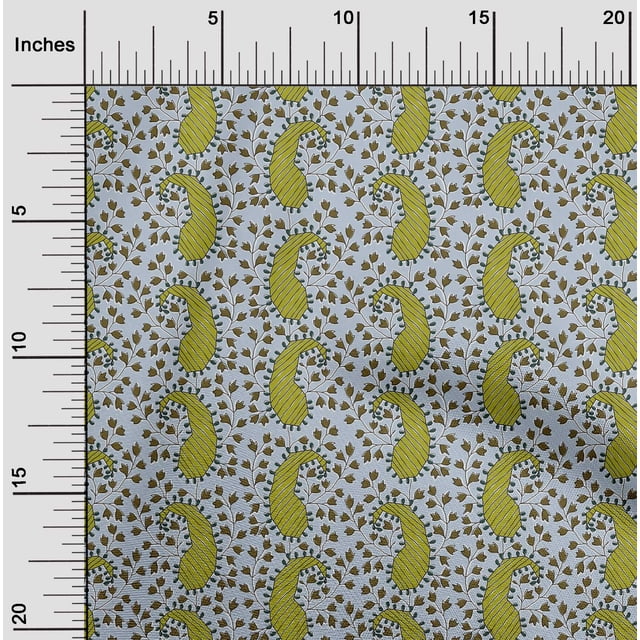oneOone Viscose Chiffon Fabric Floral & Paisley Block Print Fabric BTY 42 Inch Wide