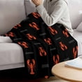thumbnail image 3 of Red Shrimp Blanket Soft Cozy Warm Throw Blanket for Couch, Plush Fuzzy Flannel Fleece Blankets for Sofa, Black Modern Art Coastal Nautical Bed Blankets Lightweight Gifts for Women, 40"x60", 3 of 9